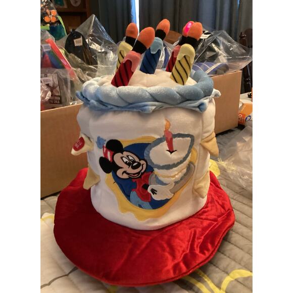 Disney Parks Mickey Mouse Happy Birthday Cake Hat with Light Up Candles - Picture 1 of 5